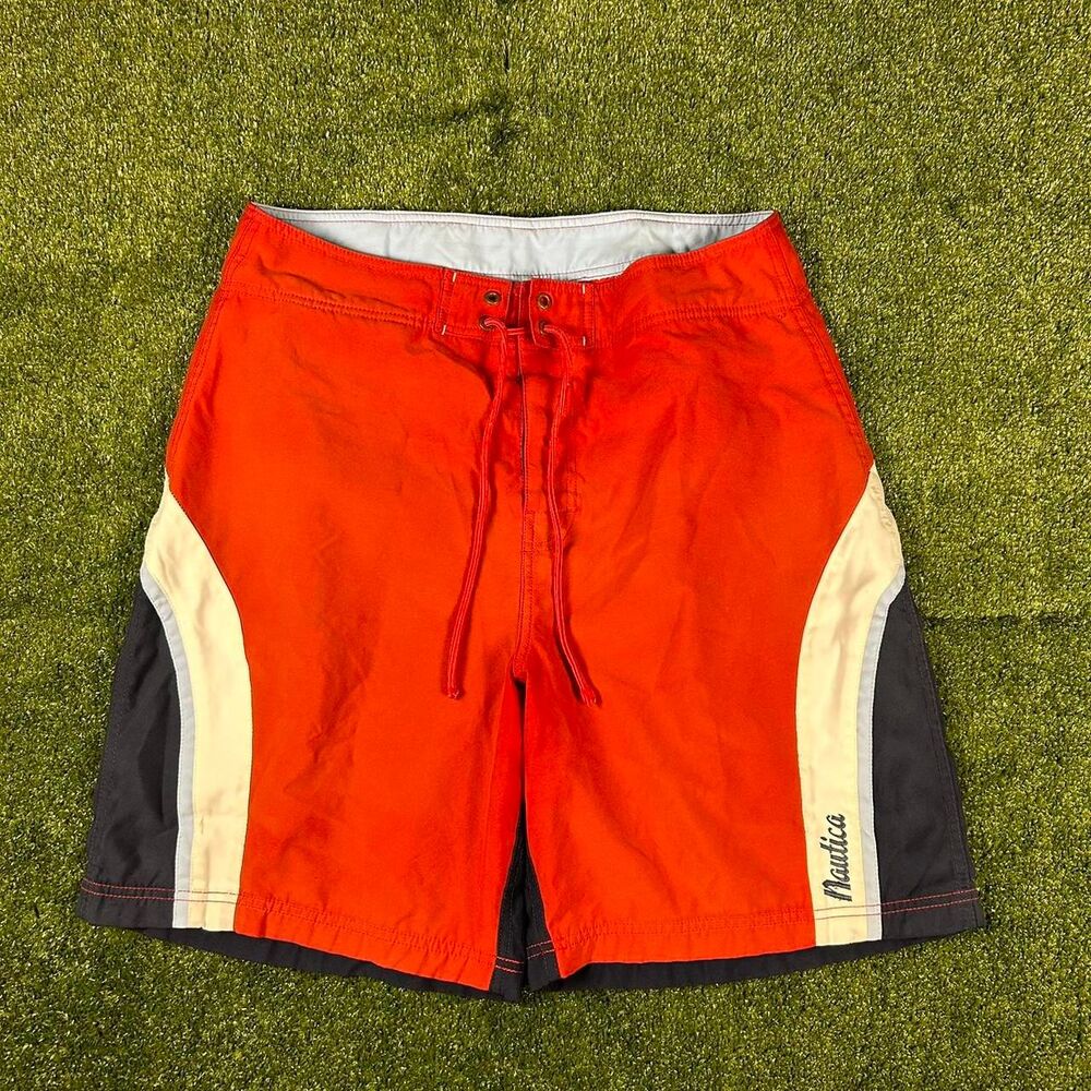 Nautica Men's Red and Orange Swim-briefs-shorts